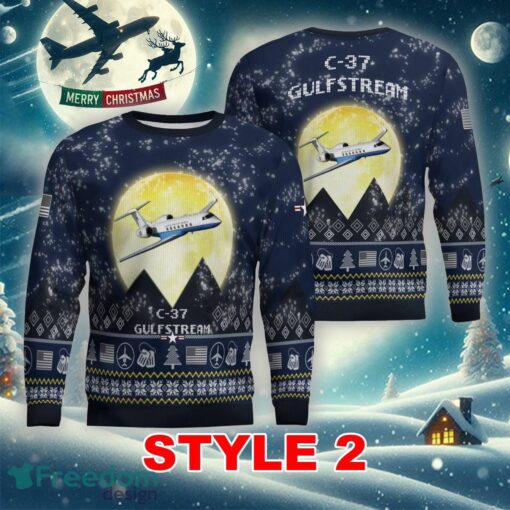 Gulfstream C-37 C37 Aircraft Moonlight Multi Color Ugly Christmas Sweater Gift For Men And Women - Gulfstream C-37 C37 Aircraft Moonlight Ugly Christmas Sweater_5