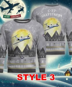 Gulfstream C-37 C37 Aircraft Moonlight Multi Color Ugly Christmas Sweater Gift For Men And Women - Gulfstream C-37 C37 Aircraft Moonlight Ugly Christmas Sweater_9