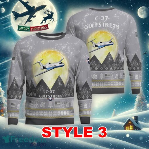 Gulfstream C-37 C37 Aircraft Moonlight Multi Color Ugly Christmas Sweater Gift For Men And Women - Gulfstream C-37 C37 Aircraft Moonlight Ugly Christmas Sweater_9