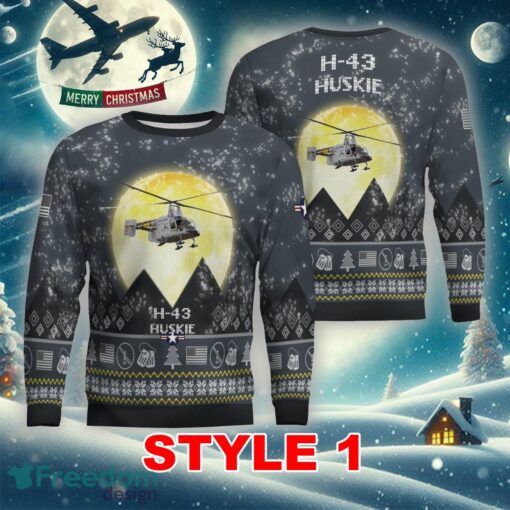 H-43 Huskie H43 Aircraft Moonlight Multi Color Ugly Christmas Sweater Gift Holidays - H-43 Huskie H43 Aircraft Moonlight Ugly Christmas Sweater_1