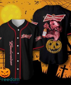 Halloween Costume Horror Budweiser Beer Michael Myers Baseball Jersey Halloween Shirt For Men Women
