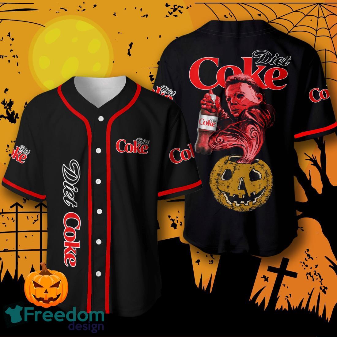 Halloween Costume Horror Diet Coke Michael Myers Baseball Jersey Halloween Shirt For Men Women image Halloween Costume Horror Diet Coke Michael Myers Baseball Jersey Halloween Shirt For Men Women Product Photo 1