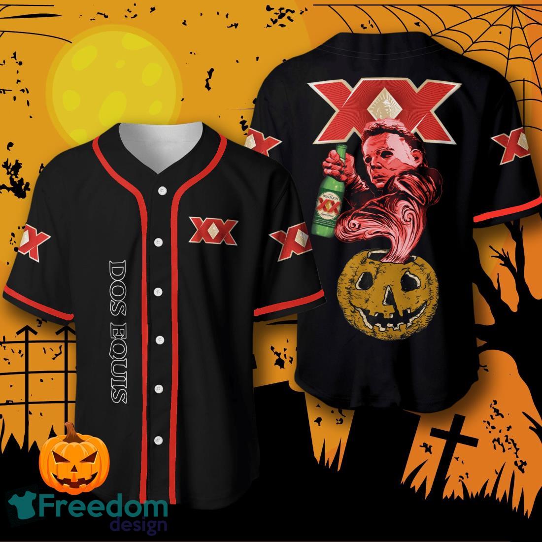 Halloween Costume Horror Dos Equis Michael Myers Baseball Jersey Halloween Shirt For Men Women image Halloween Costume Horror Dos Equis Michael Myers Baseball Jersey Halloween Shirt For Men Women Product Photo 1