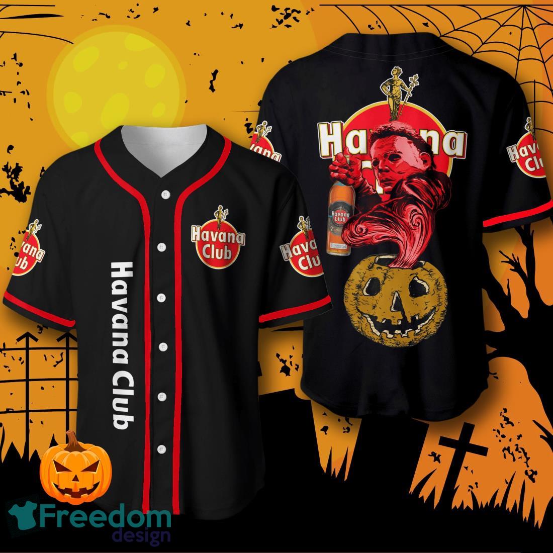 Halloween Costume Horror Havana Club Michael Myers Baseball Jersey Halloween Shirt For Men Women image Halloween Costume Horror Havana Club Michael Myers Baseball Jersey Halloween Shirt For Men Women Product Photo 1