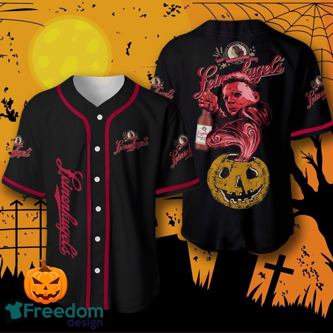Halloween Costume Horror Leinenkugel’s Michael Myers Baseball Jersey Halloween Shirt For Men Women image Halloween Costume Horror Leinenkugel’s Michael Myers Baseball Jersey Halloween Shirt For Men Women Product Photo 1