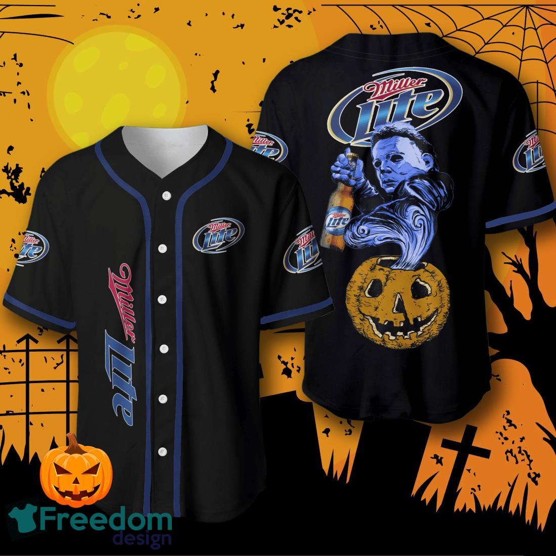 Halloween Costume Horror Miller Lite Michael Myers Baseball Jersey Baseball Jersey For Men And Women image Halloween Costume Horror Miller Lite Michael Myers Baseball Jersey Baseball Jersey For Men And Women Product Photo 1