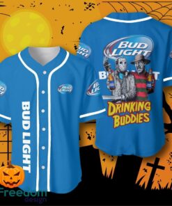 Halloween Horror Freddy And Jason Bud Light Beer Drinking Buddies Baseball Jersey Halloween Shirt For Men Women