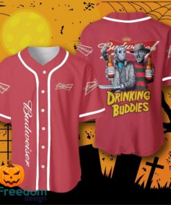 Halloween Horror Freddy And Jason Budweiser Beer Drinking Buddies Baseball Jersey Halloween Shirt For Men Women