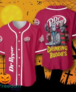 Halloween Horror Freddy And Jason Dr Pepper Drinking Buddies Baseball Jersey Halloween Shirt For Men Women Halloween Horror Freddy And Jason Dr Pepper Drinking Buddies Baseball Jersey Halloween Shirt For Men Women