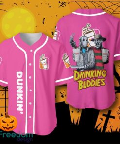 Halloween Horror Freddy And Jason Dunkin Donuts Drinking Buddies Baseball Jersey Halloween Shirt For Men Women
