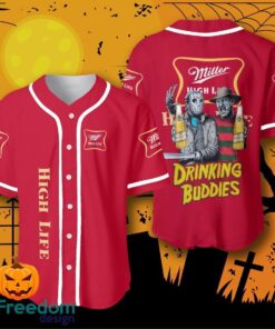 Halloween Horror Freddy And Jason Miller High Life Drinking Buddies Baseball Jersey Halloween Shirt For Men Women
