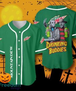 Halloween Horror Freddy And Jason Mountain Dew Drinking Buddies Baseball Jersey Halloween Shirt For Men Women