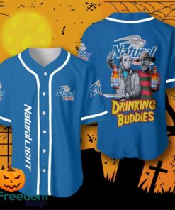 Halloween Horror Freddy And Jason Natural Light Drinking Buddies Baseball Jersey Halloween Shirt For Men Women