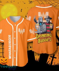Halloween Horror Freddy And Jason Whataburger Drinking Buddies Baseball Jersey Halloween Shirt For Men Women