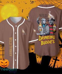 Halloween Horror Freddy And Jason Wild Turkey Drinking Buddies Baseball Jersey Halloween Shirt For Men Women