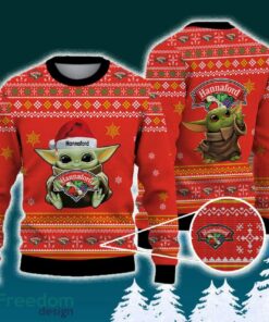 Hannaford Baby Yoda Santa Hat Funny Brands Logo 3D Sweater For Men Women Fans Gift Christmas