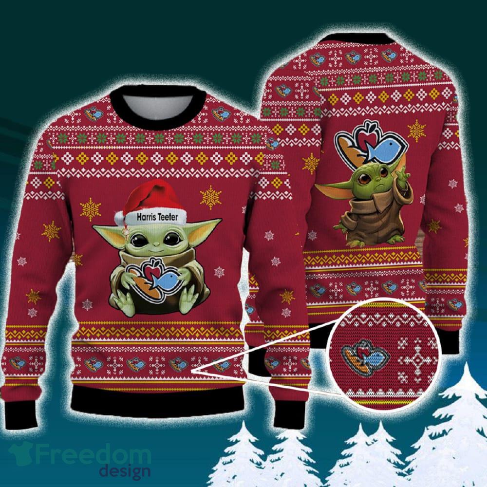 Harris Teeter Baby Yoda Santa Hat Funny Brands Logo 3D Sweater For Men Women Fans Gift Christmas image Harris Teeter Baby Yoda Santa Hat Funny Brands Logo 3D Sweater For Men Women Fans Gift Christmas - Harris Teeter Baby Yoda Santa Hat Funny Brands Logo 3D Sweater For Men Women Fans Gift Christmas