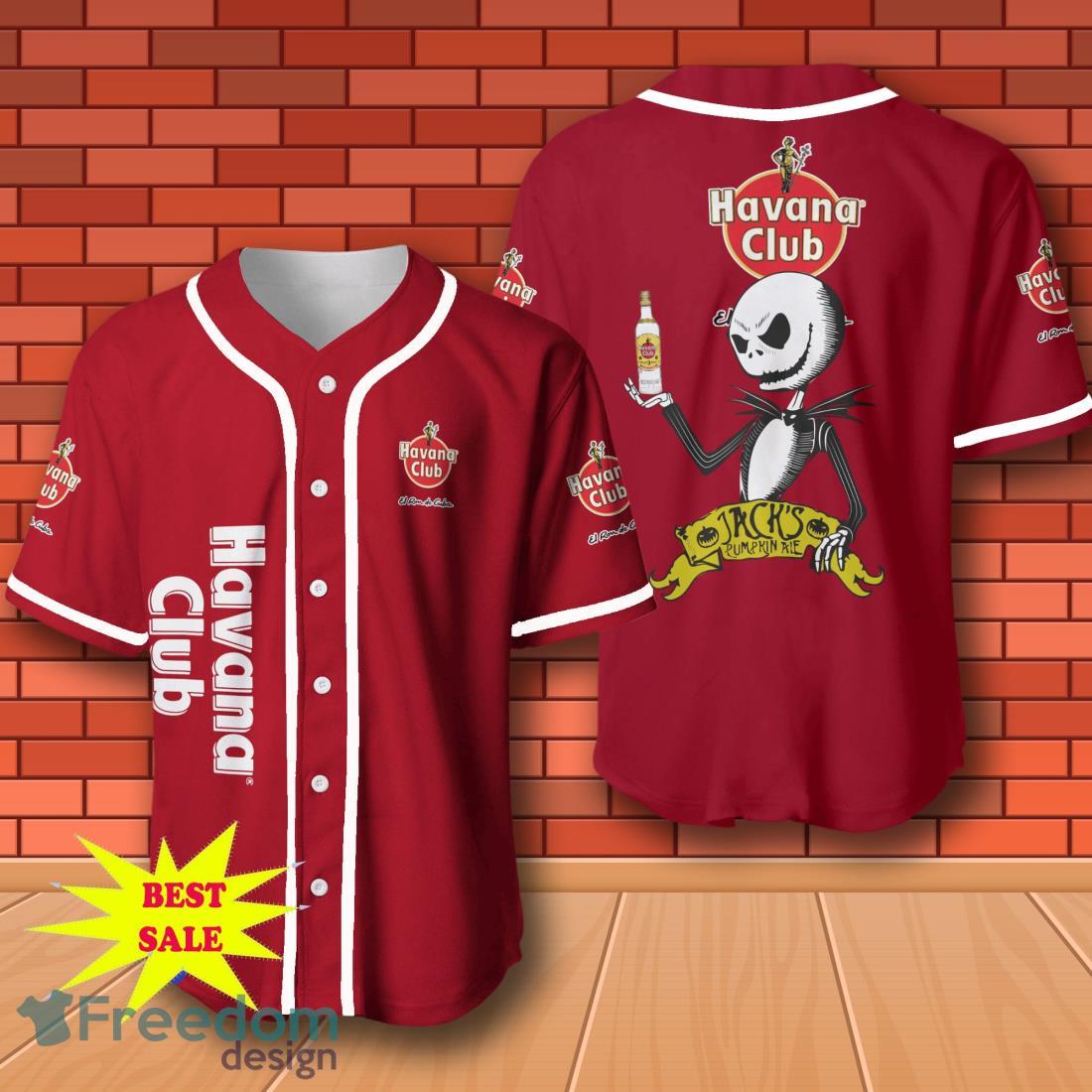 Havana Club Halloween Jack Skellington Nightmare Baseball Jersey for All Genders image Havana Club Halloween Jack Skellington Nightmare Baseball Jersey for All Genders Product Photo 1