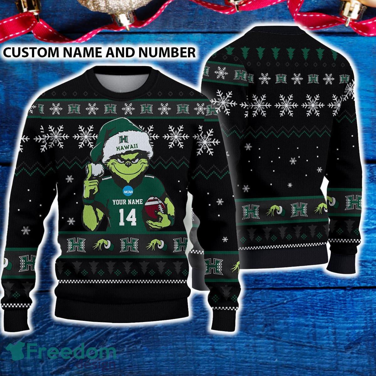 Hawaii Rainbow Warriors 3D Ugly Christmas Sweater Grinch Funny Custom Number And Name image Hawaii Rainbow Warriors 3D Ugly Christmas Sweater Grinch Funny Custom Number And Name - Hawaii Rainbow Warriors 3D Ugly Christmas Sweater Grinch Funny Custom Number And Name