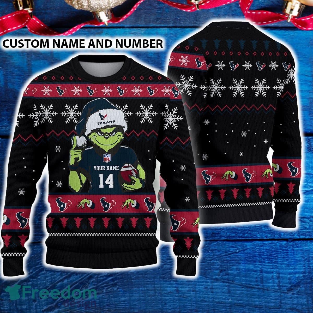 Houston Texans 3D Ugly Christmas Sweater Grinch Funny Custom Number And Name image Houston Texans 3D Ugly Christmas Sweater Grinch Funny Custom Number And Name - Houston Texans 3D Ugly Christmas Sweater Grinch Funny Custom Number And Name