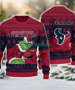 Houston Texans Grinch Ugly Christmas Sweater With Team Logo 3D Printed Christmas Sweater Gift