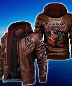 Houston Texans NFL Eagle 2D Leather Jacket Black And Brown Color - Houston Texans NFL Eagle Leather Jacket_2