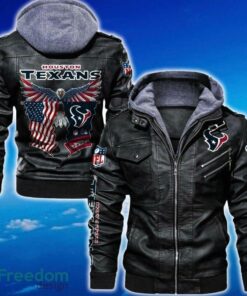 Houston Texans NFL Eagle 2D Leather Jacket Black And Brown Color