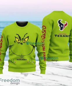 Houston Texans NFL Ginch Face Funny Custom Name Ugly Sweater Merry Chistmas Gift For Fans