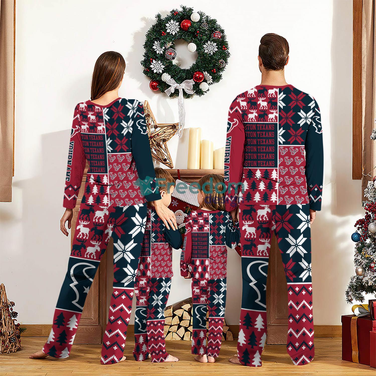 Houston Texans Pajamas Set Christmas snowflake pattern Cute Pajamas For Family Christmas Gift Ideas Custom Name image Houston Texans Pajamas Set Christmas snowflake pattern Cute Pajamas For Family Christmas Gift Ideas Custom Name Product Photo 2