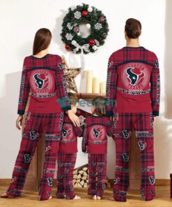 Houston Texans Pajamas Set Gift For Family Custom Name Football Team Christmas Holiday Gift Product Photo 2