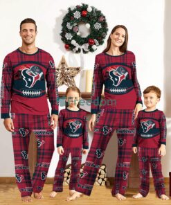 Houston Texans Pajamas Set Gift For Family Custom Name Football Team Christmas Holiday Gift