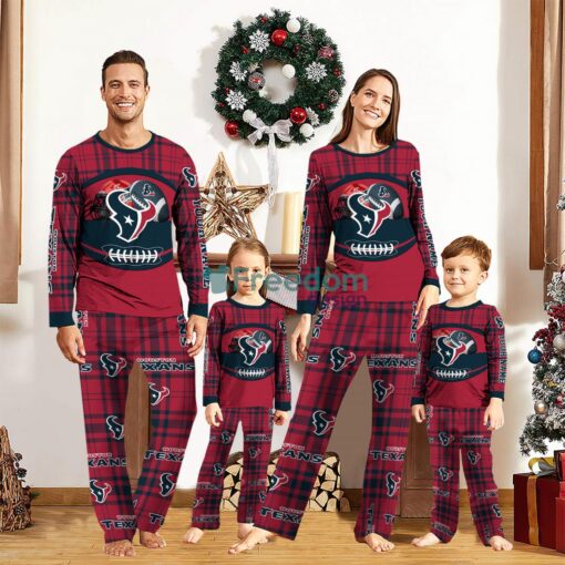 Houston Texans Pajamas Set Gift For Family Custom Name Football Team Christmas Holiday Gift Product Photo 1