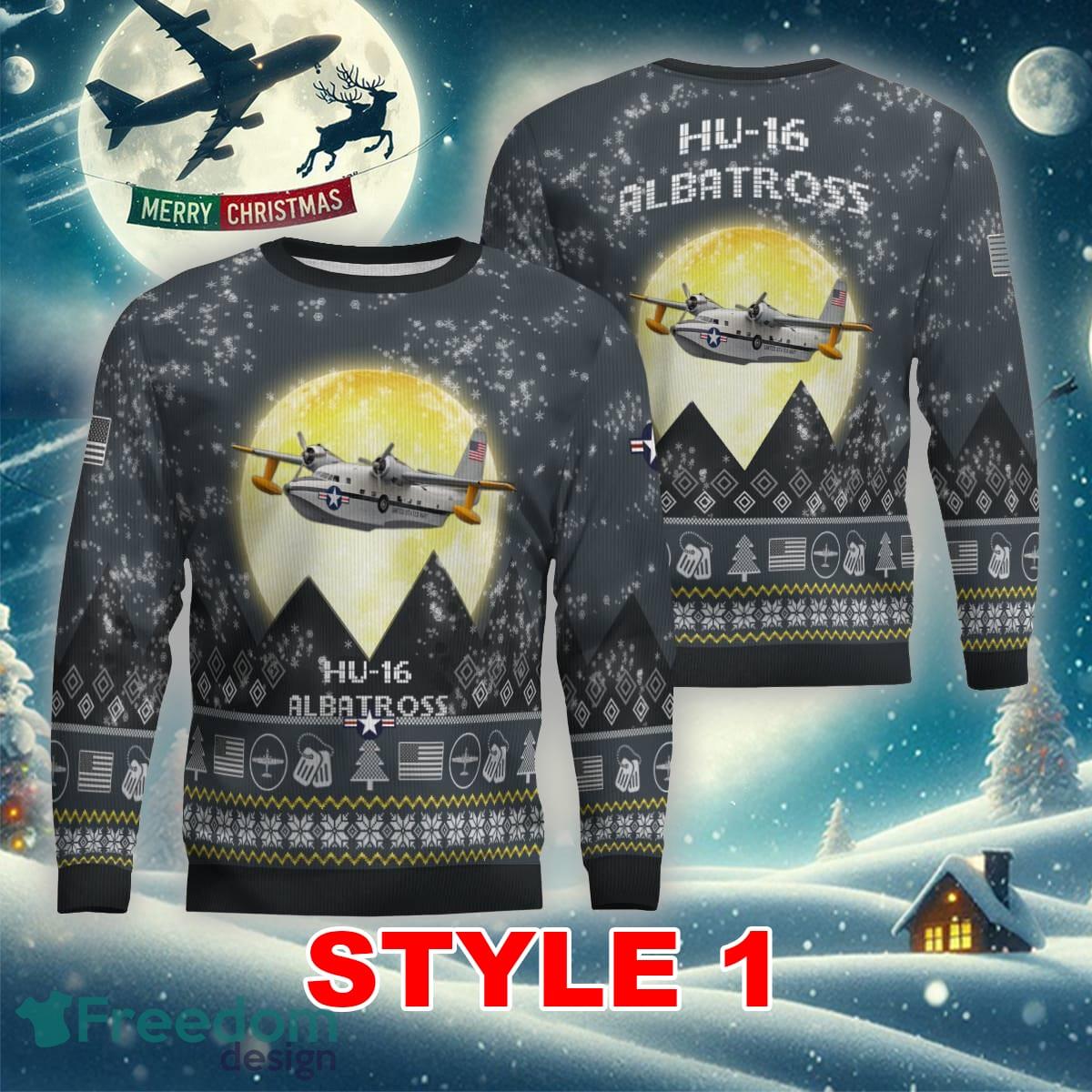 HU-16 Albatross HU16 Aircraft Moonlight Multi Color Ugly Xmas Sweater Gift For Men And Women - HU-16 Albatross HU16 Aircraft Moonlight Ugly Christmas Sweater_1