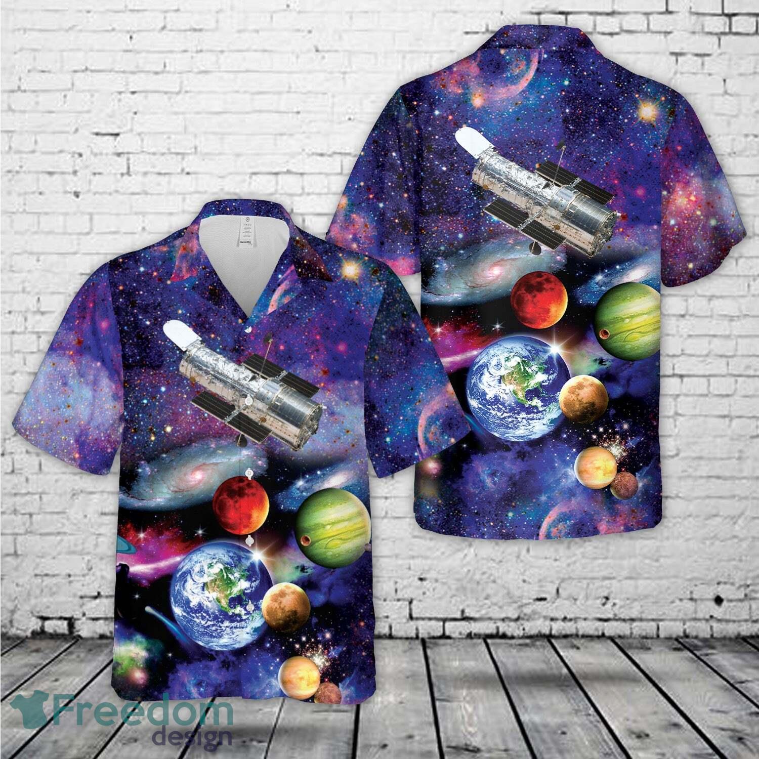Hubble Space Telescope Hawaiian Shirt image Hubble Space Telescope Hawaiian Shirt - Hubble Space Telescope Hawaiian Shirt-1
