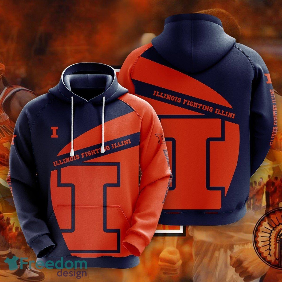 Illinois Fighting Illini 3D Hoodie For Fans New Trending All OVer Print - Illinois Fighting Illini 3D Hoodie For Fans New Trending All OVer Print