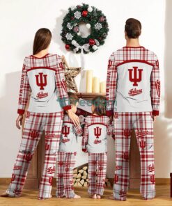 Indiana Hoosiers Pajamas Set Gift For Family Custom Name Football Team Christmas Holiday Gift Product Photo 2