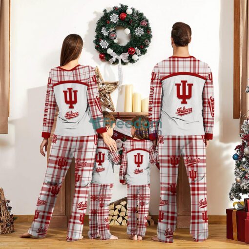 Indiana Hoosiers Pajamas Set Gift For Family Custom Name Football Team Christmas Holiday Gift Product Photo 2