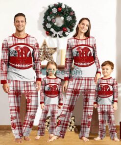 Indiana Hoosiers Pajamas Set Gift For Family Custom Name Football Team Christmas Holiday Gift