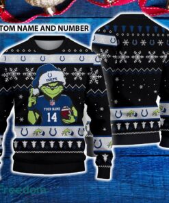 Indianapolis Colts 3D Ugly Christmas Sweater Grinch Funny Custom Number And Name