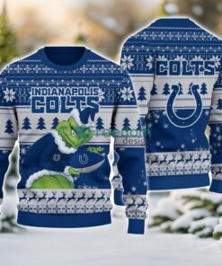 Indianapolis Colts Grinch Ugly Christmas Sweater With Team Logo 3D Printed Christmas Sweater Gift