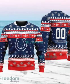 Indianapolis Colts Merry Christmas Ugly Sweater New Designs Gift For Fans Custom Name And Number