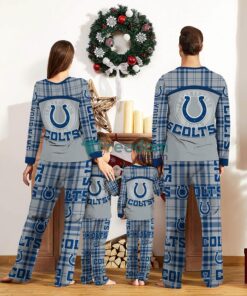 Indianapolis Colts Pajamas Set Gift For Family Custom Name Football Team Christmas Holiday Gift Product Photo 2