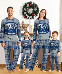 Indianapolis Colts Pajamas Set Gift For Family Custom Name Football Team Christmas Holiday Gift