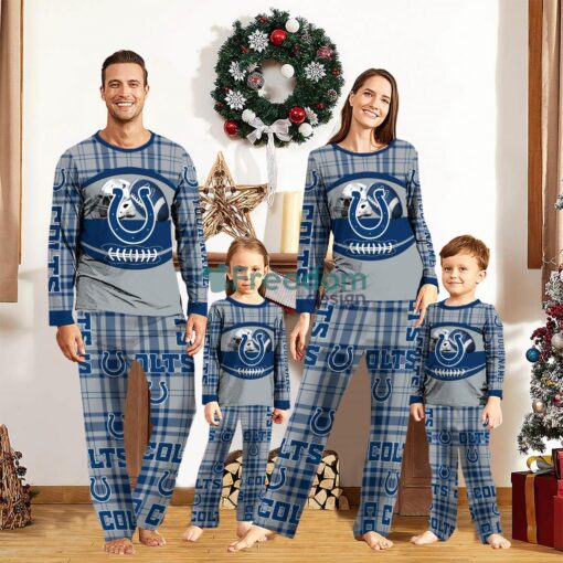 Indianapolis Colts Pajamas Set Gift For Family Custom Name Football Team Christmas Holiday Gift Product Photo 1