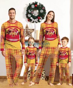 Iowa State Cyclones Pajamas Set Gift For Family Custom Name Football Team Christmas Holiday Gift