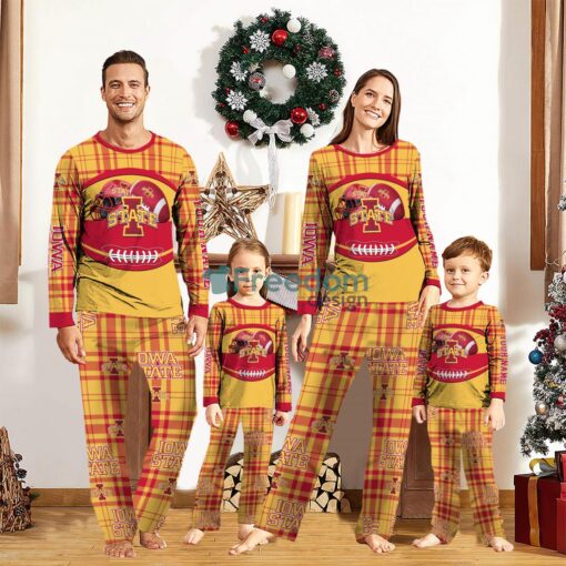 Iowa State Cyclones Pajamas Set Gift For Family Custom Name Football Team Christmas Holiday Gift Product Photo 1