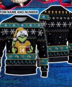 Jacksonville Jaguars 3D Ugly Christmas Sweater Grinch Funny Custom Number And Name