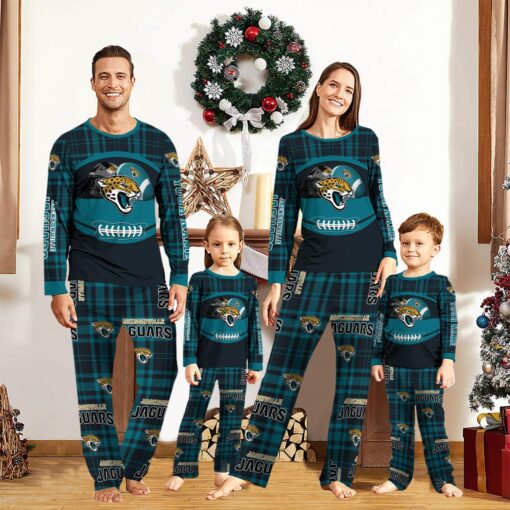 Jacksonville Jaguars Pajamas Set Gift For Family Custom Name Football Team Christmas Holiday Gift Product Photo 1