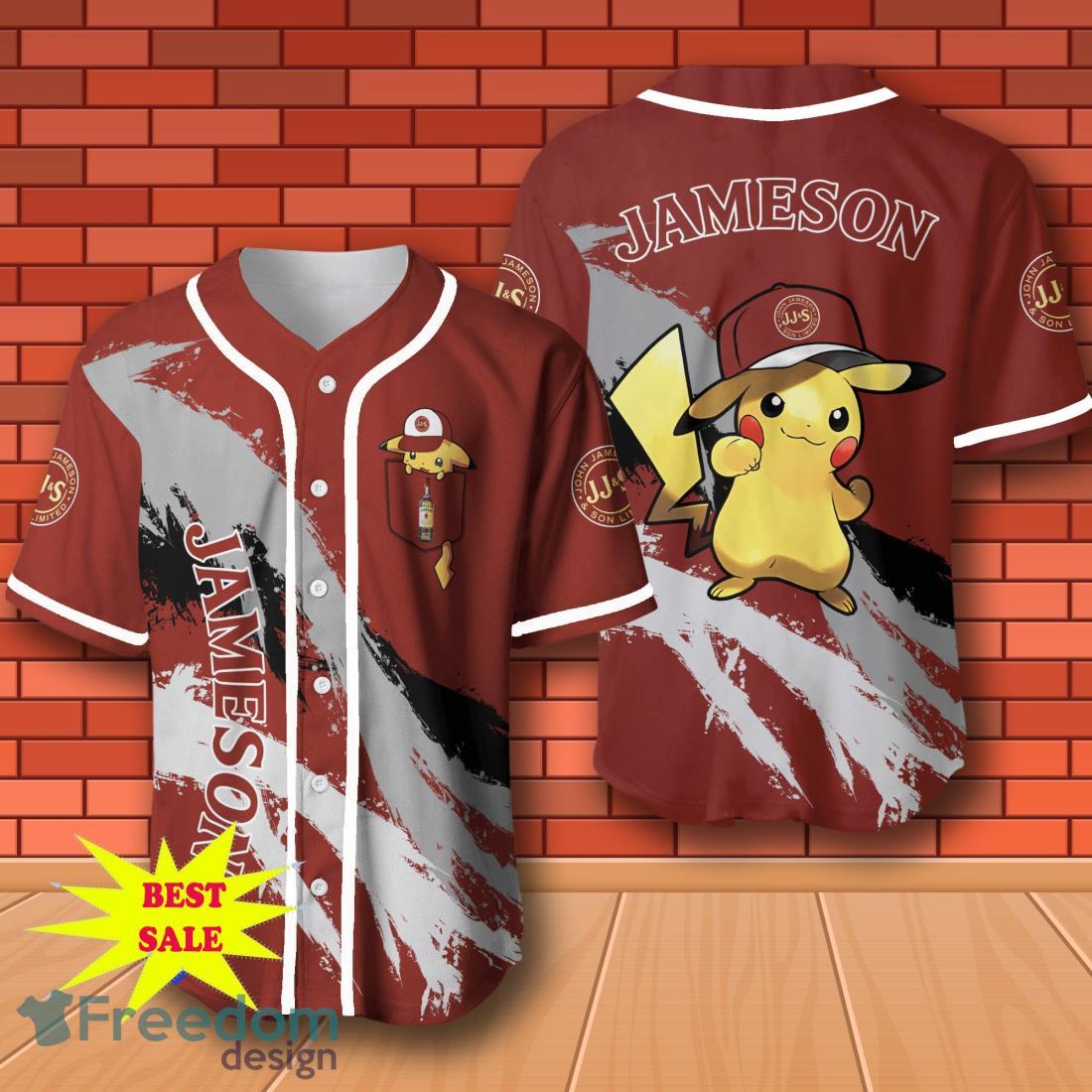 Jameson Irish Whiskey Pikachu Pokemon Baseball Jersey for All Genders image Jameson Irish Whiskey Pikachu Pokemon Baseball Jersey for All Genders Product Photo 1