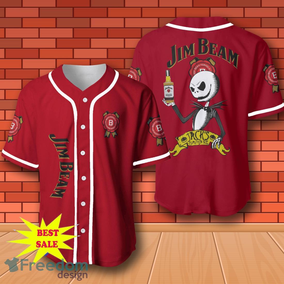 Jim Beam Halloween Jack Skellington Nightmare Baseball Jersey for All Genders image Jim Beam Halloween Jack Skellington Nightmare Baseball Jersey for All Genders Product Photo 1